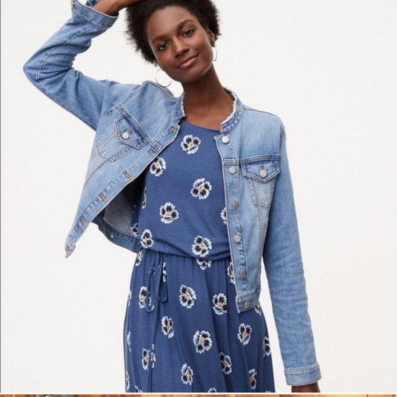 Loft Jackets \u0026 Coats | Loft Fringe Collar Jean Jacket | Color: Blue | Size: Xs | Chrislevesqu546's Closet